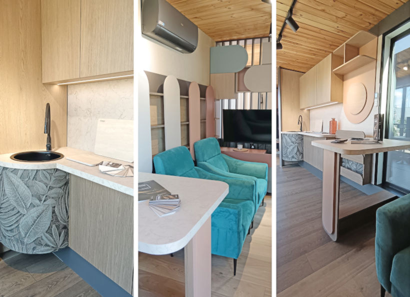 Mobile living also drew attention, showcasing the versatility of Kronospan products and their ease of use.