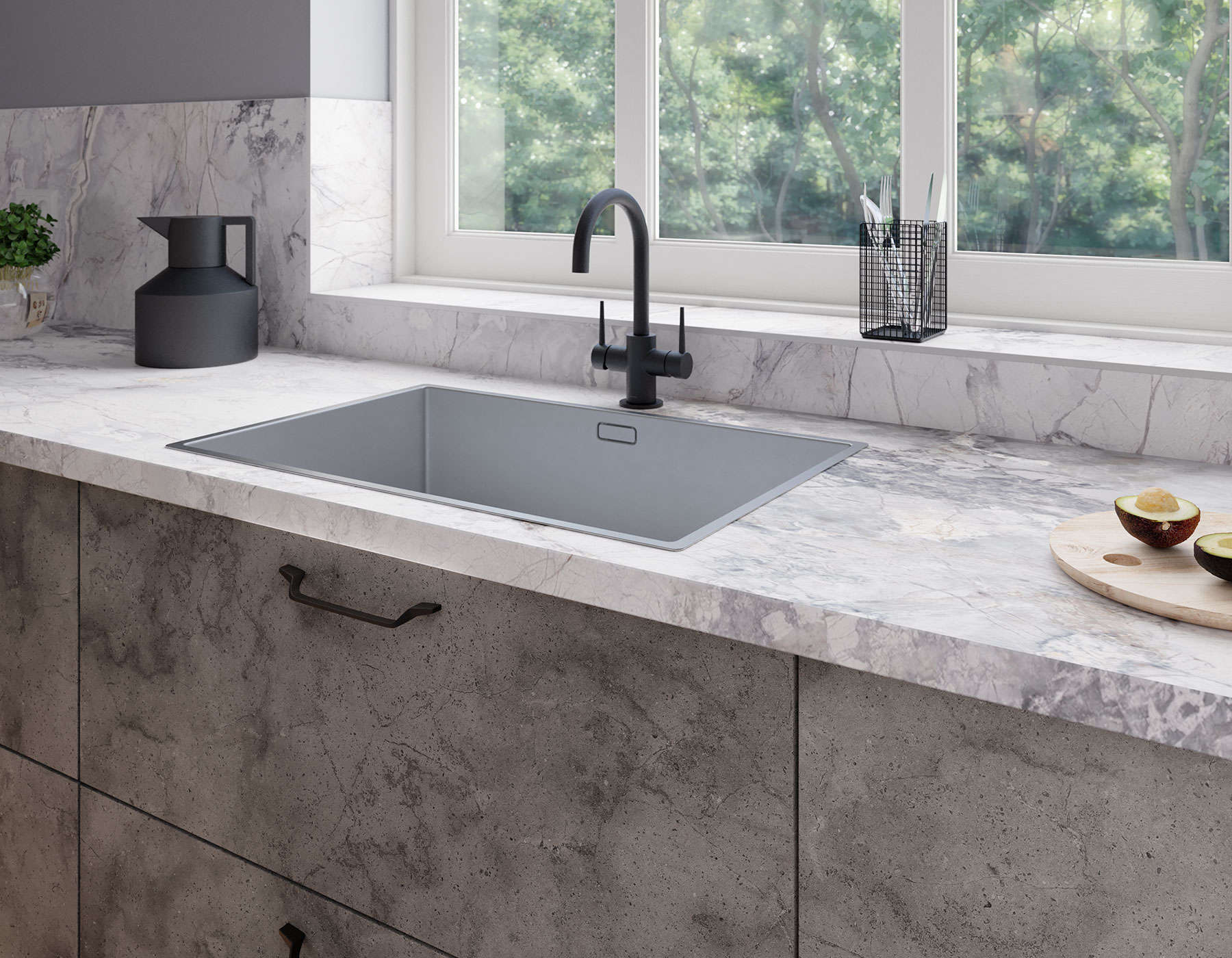 Interior with K552 White Iceberg Marble
