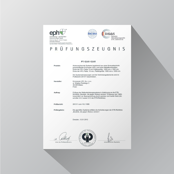 Test certificate PT-12-01-12-01