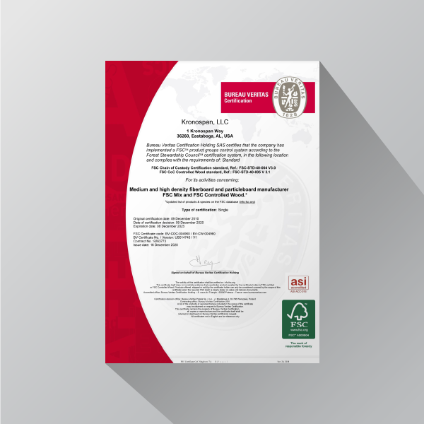 FSC® Certification Kronospan LLC